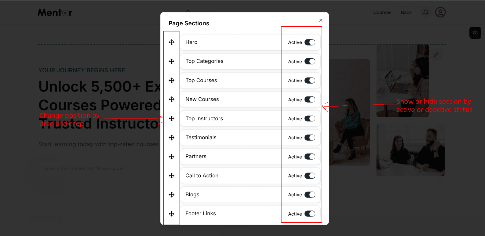 Page Sections Manager